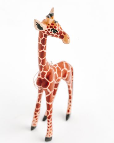 hand carved African safari giraffe ornament
